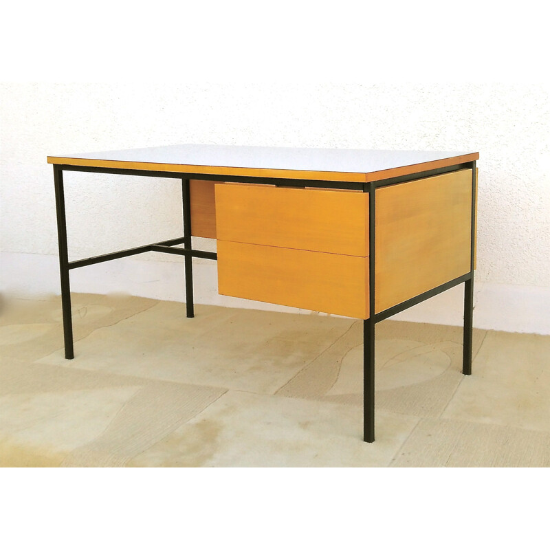 Minvielle "620" French desk in ashwood, Pierre GUARICHE - 1950s