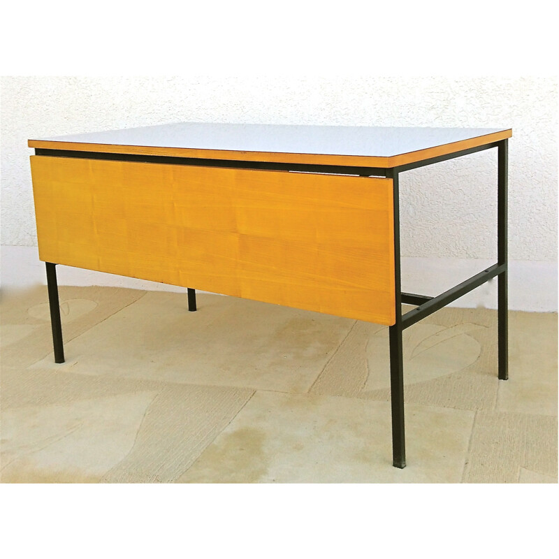 Minvielle "620" French desk in ashwood, Pierre GUARICHE - 1950s