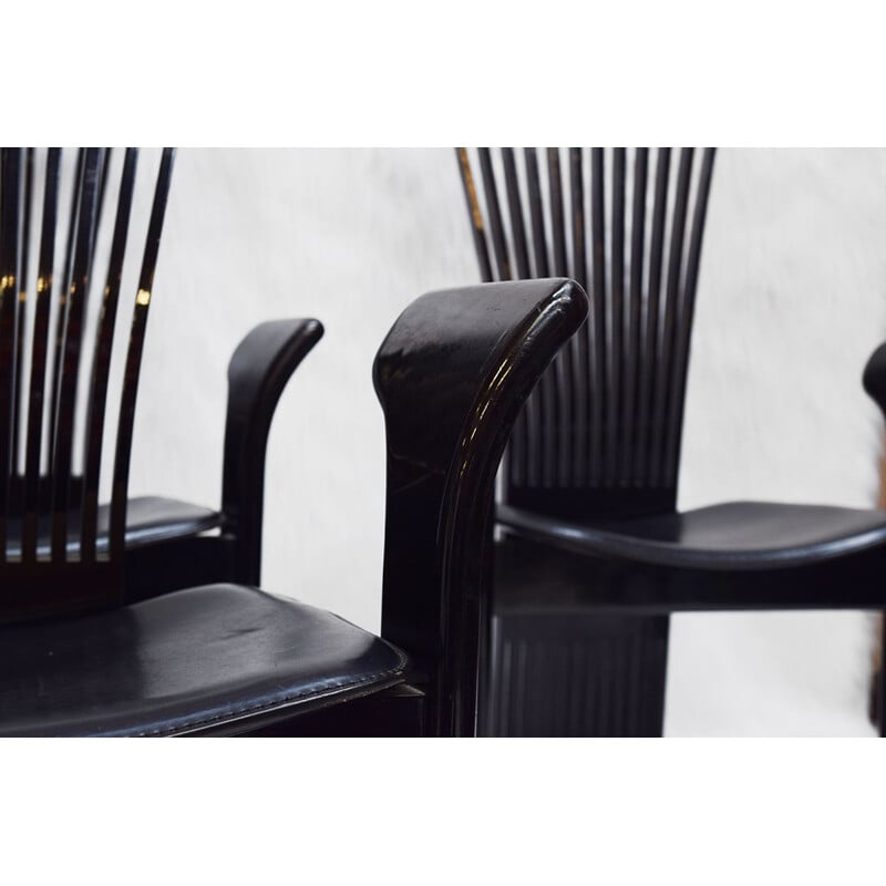 Set of 4 vintage italian black dining chairs by Pietro Costantini, 1980s