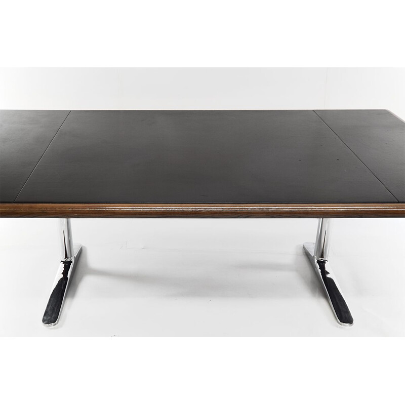 Oak and leather vintage desk by Warren Platner for Knoll International, 1973