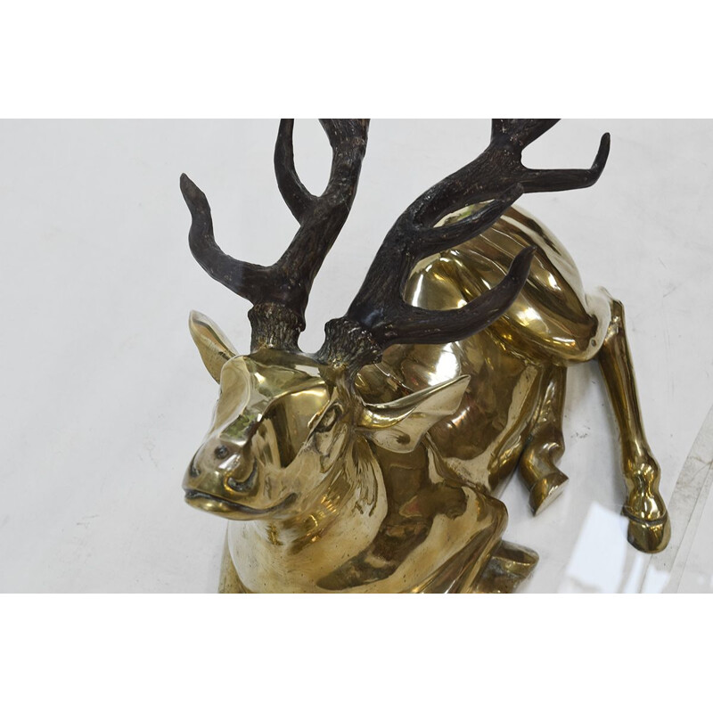 Brass deer sculptural vintage coffee table, 1970s