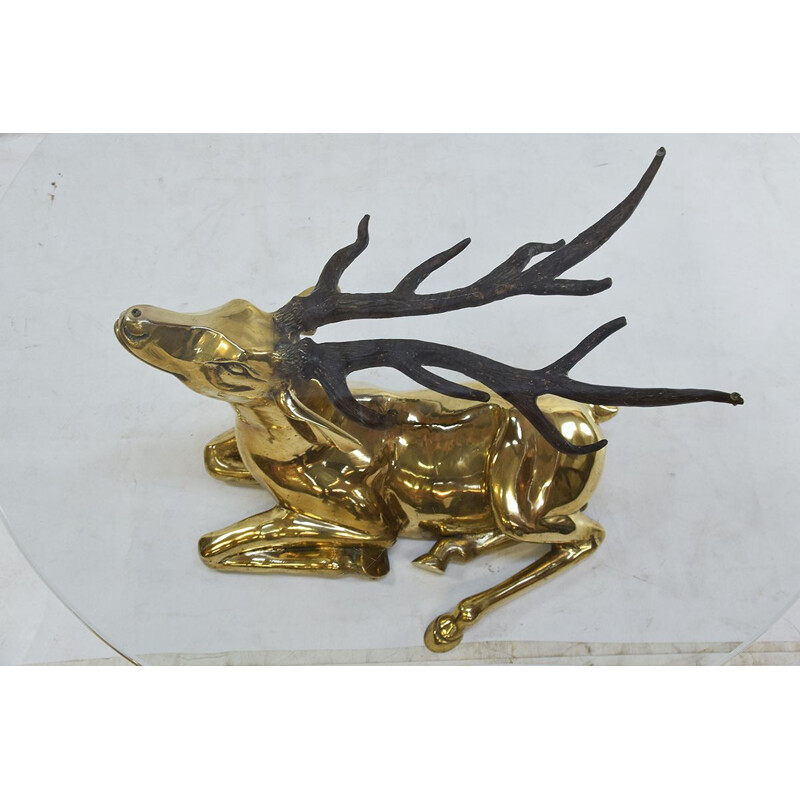 Brass deer sculptural vintage coffee table, 1970s