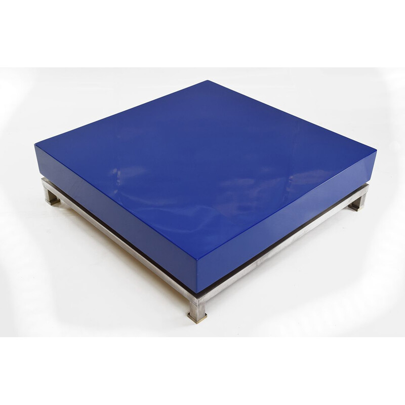 Blue vintage coffee table by Guy Lefevre for Maison Jansen, 1970s