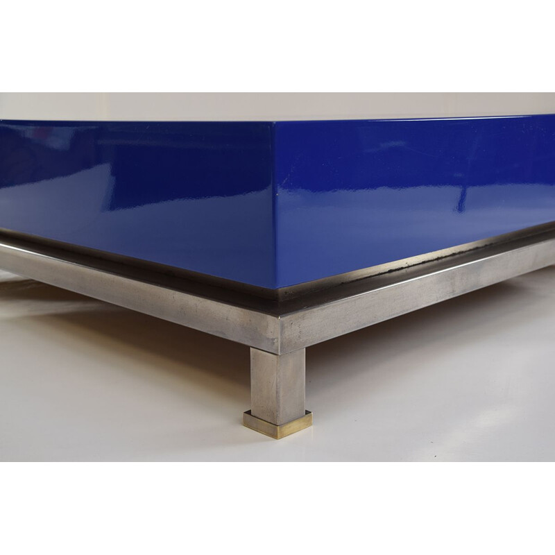 Blue vintage coffee table by Guy Lefevre for Maison Jansen, 1970s