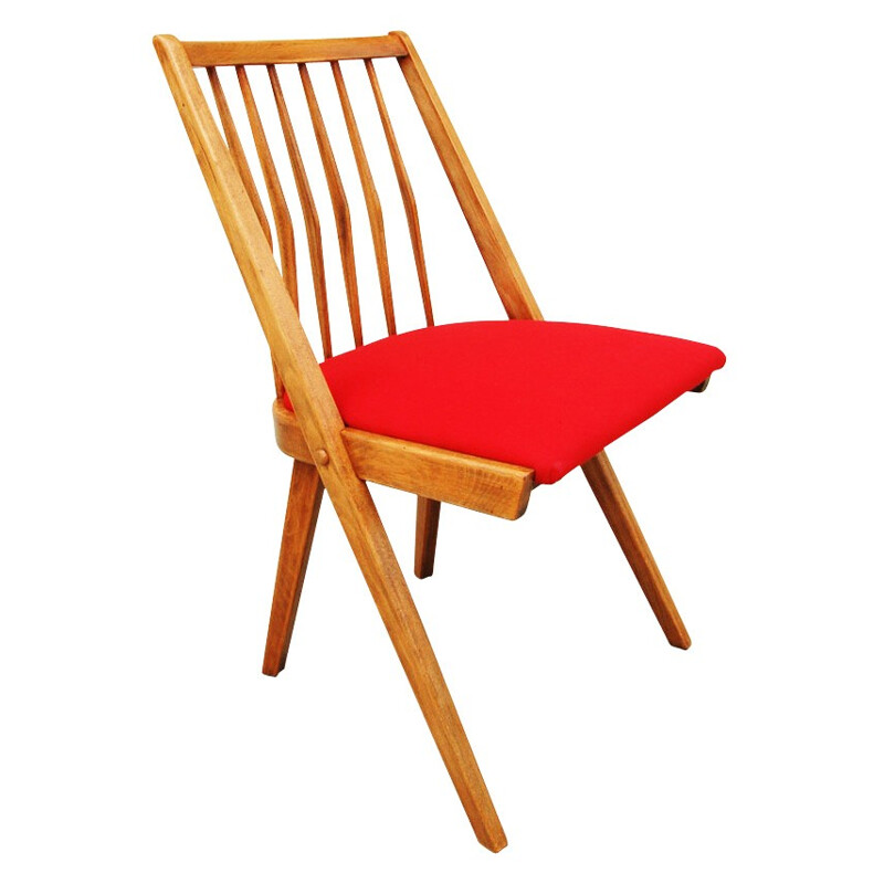 Suite of 4 Scandinavian red chairs - 1960s