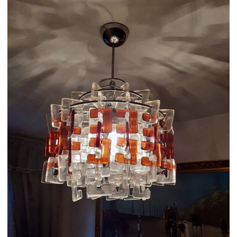 Exceptional vintage chandelier by Carlo Nason by Mazzega, 1960