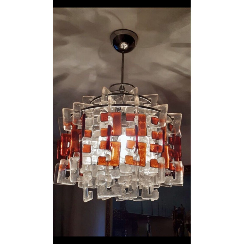 Exceptional vintage chandelier by Carlo Nason by Mazzega, 1960