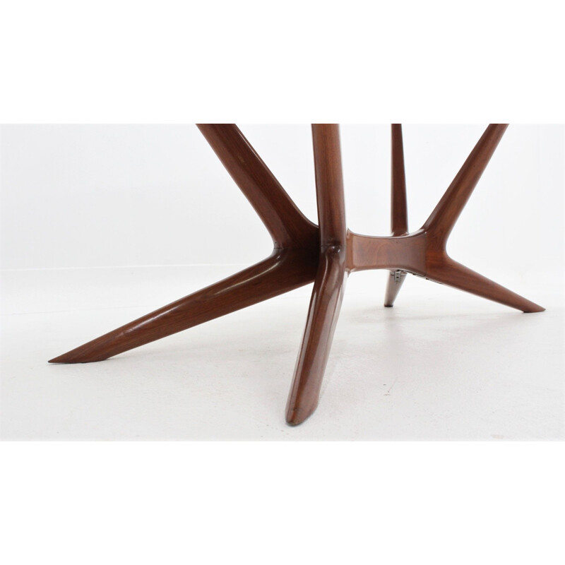 Mahogany vintage dining table by Silvio Cavatorta, 1950s