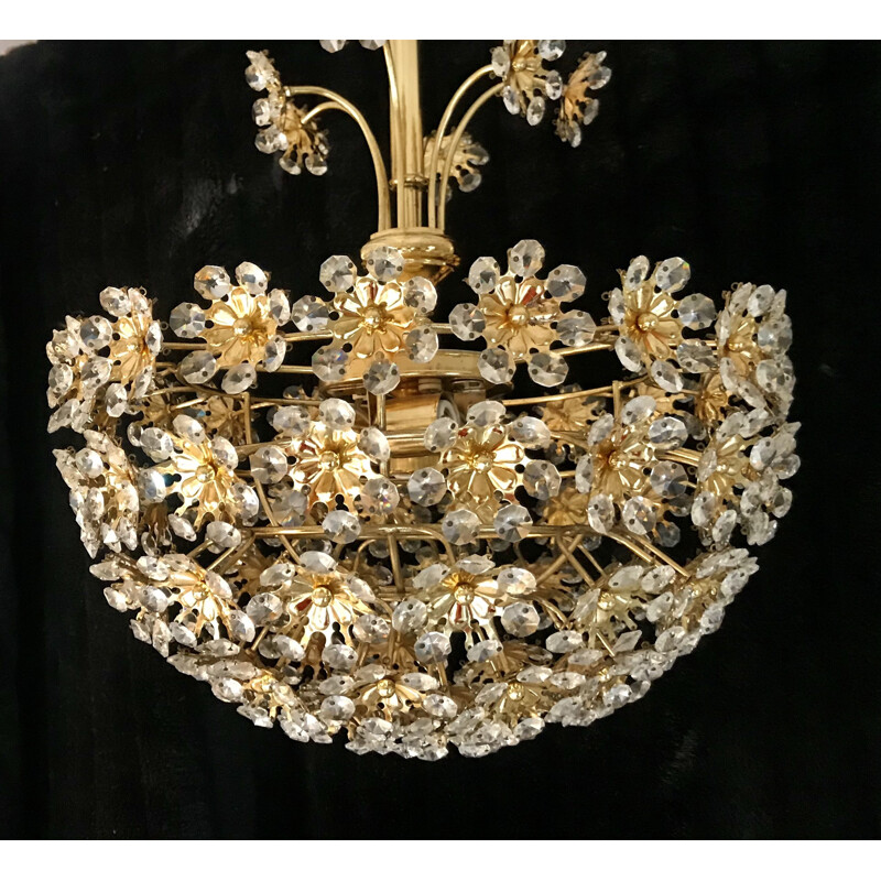 Lustre vintage Bakalowits à fleur en cristal 