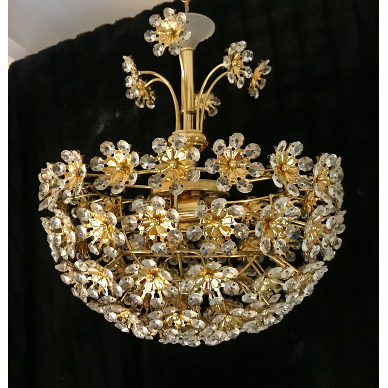 Vintage Bakalowits crystal flower chandelier 