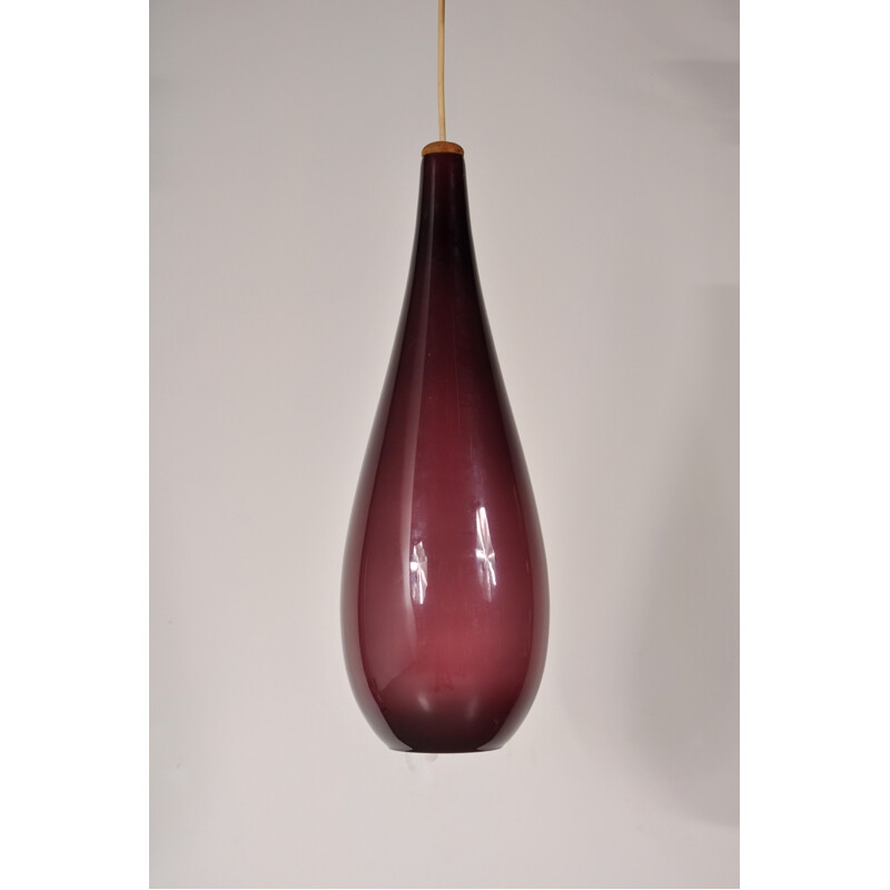 Philips purple glass hanging lamp - 1950s