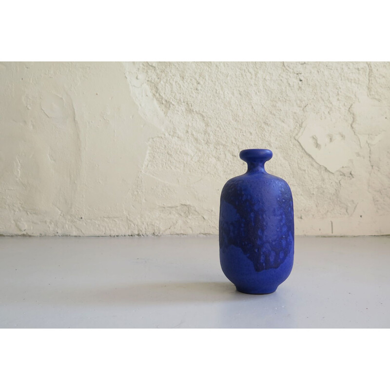 Vintage indigo ceramic vase, 1950s