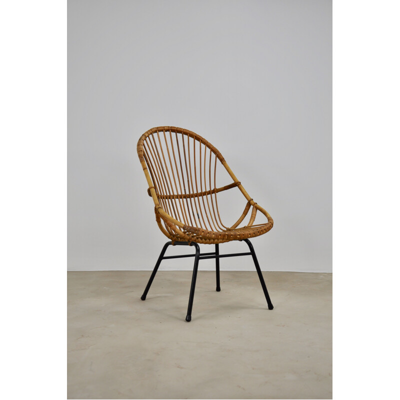 Vintage rattan armchair from Rohe Noordwolde, 1960s