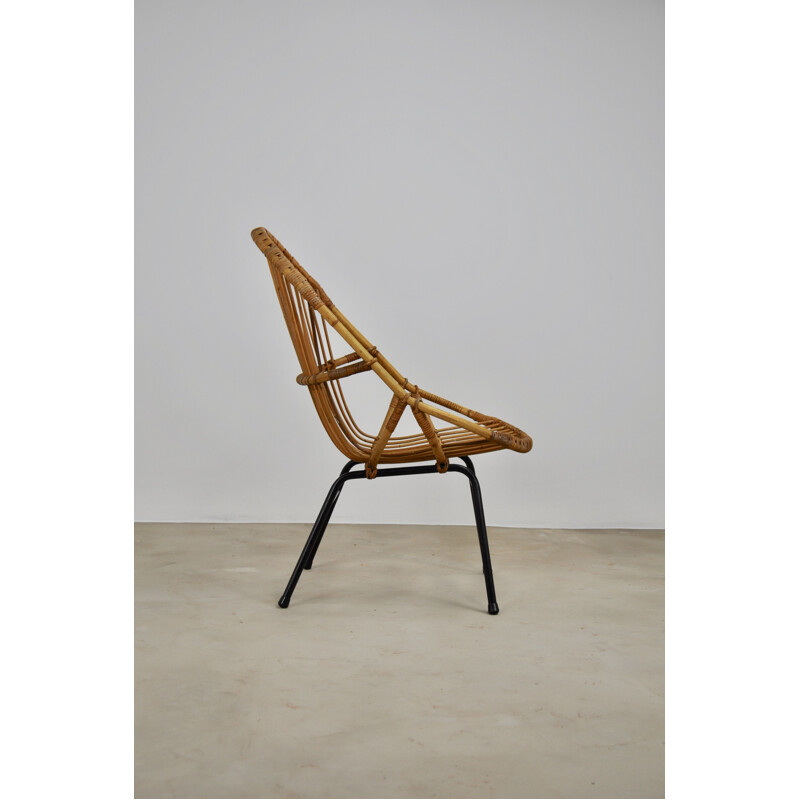 Vintage rattan armchair from Rohe Noordwolde, 1960s