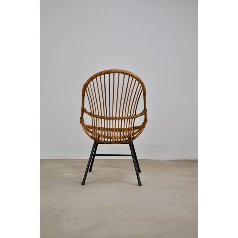 Vintage rattan armchair from Rohe Noordwolde, 1960s