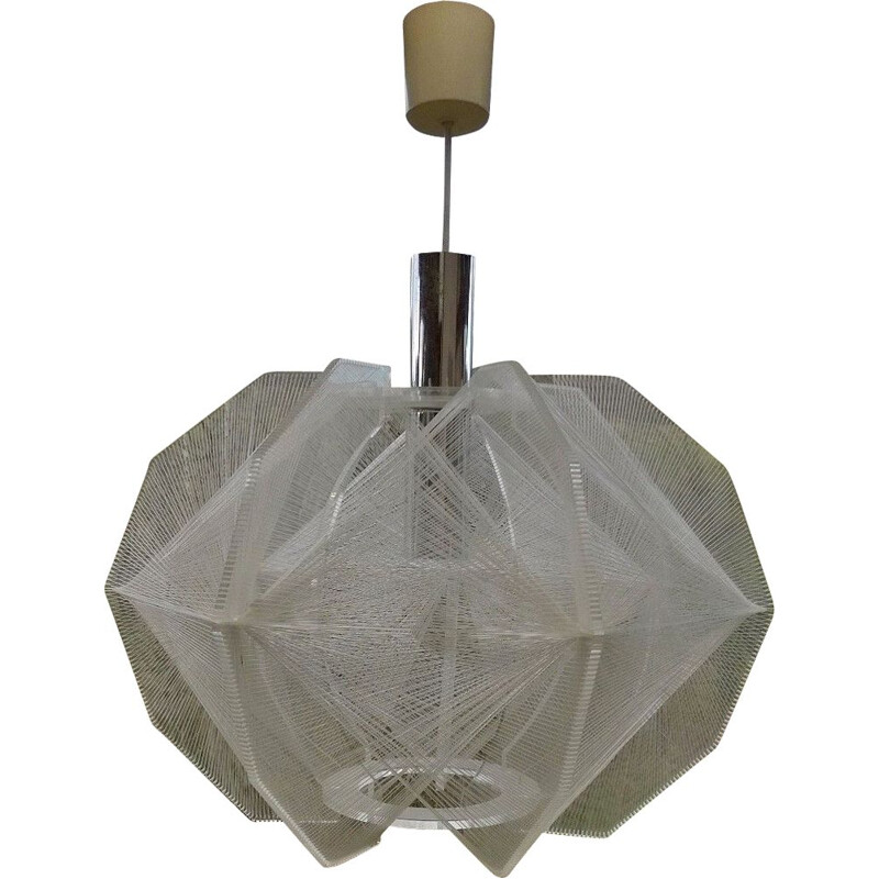 Vintage lucite and nylon suspension lamp by Paul Secon for Sompex, 1960
