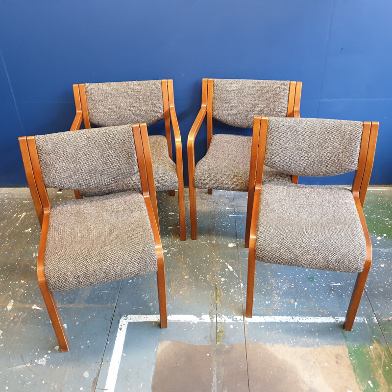 Ensemble de 4 chaises à repas vintage de Tract, 1970-80