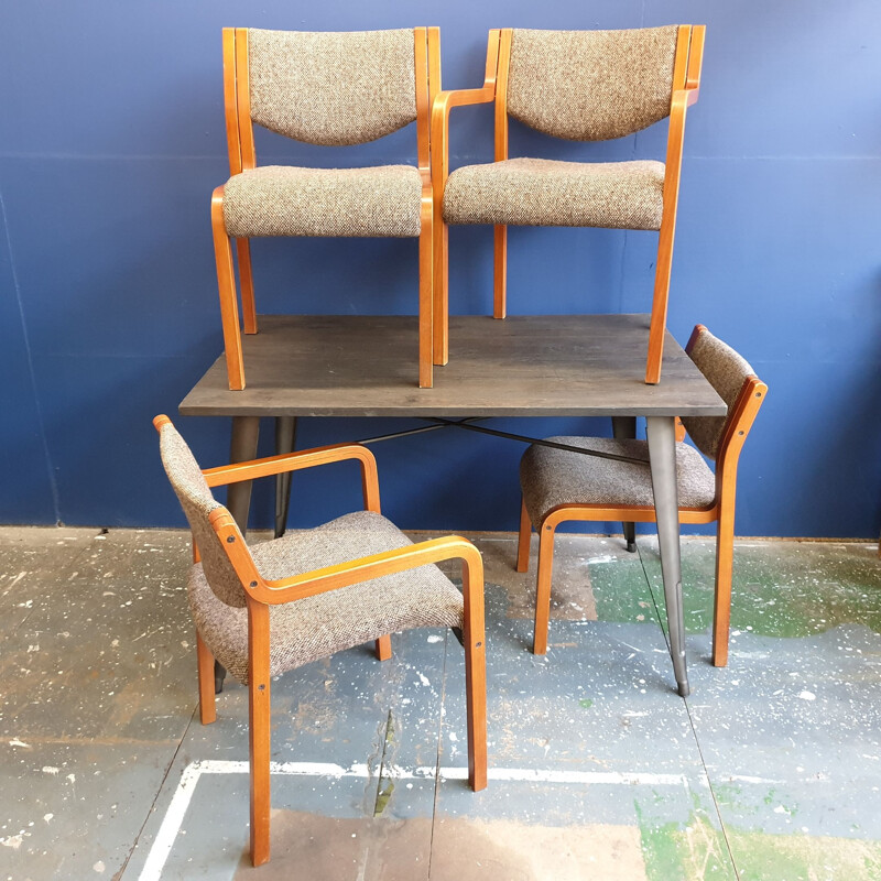 Ensemble de 4 chaises à repas vintage de Tract, 1970-80