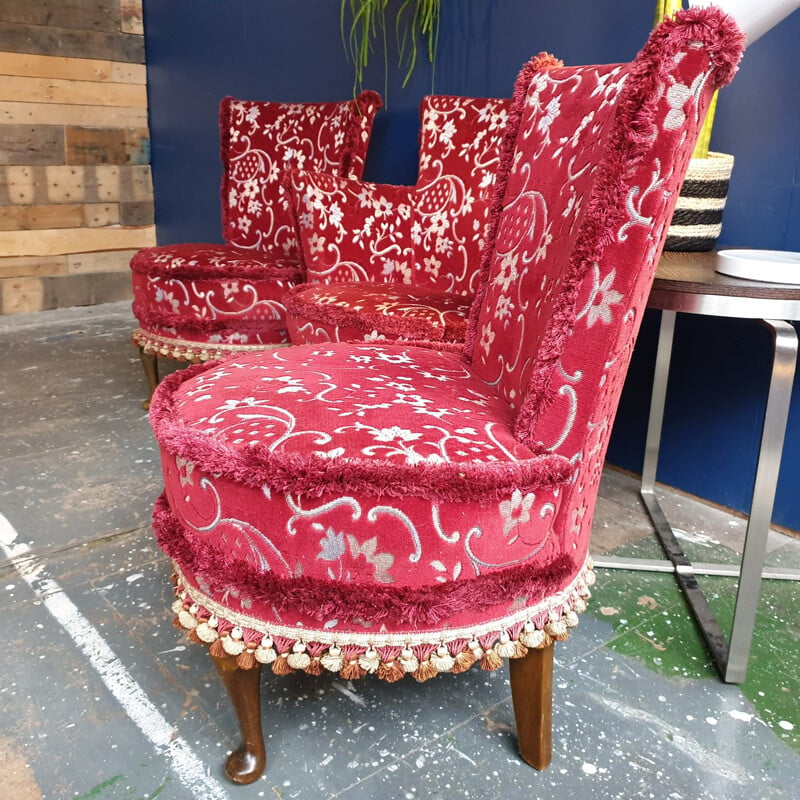 Set of 3 vintage cocktail chairs, United Kingdom, 1950-60s