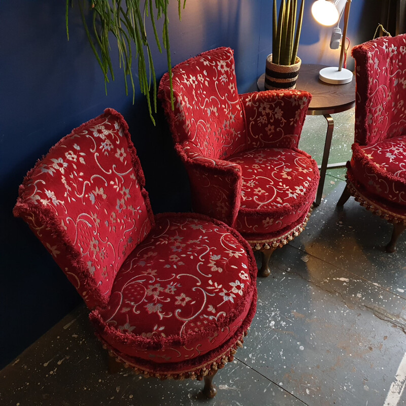 Set of 3 vintage cocktail chairs, United Kingdom, 1950-60s