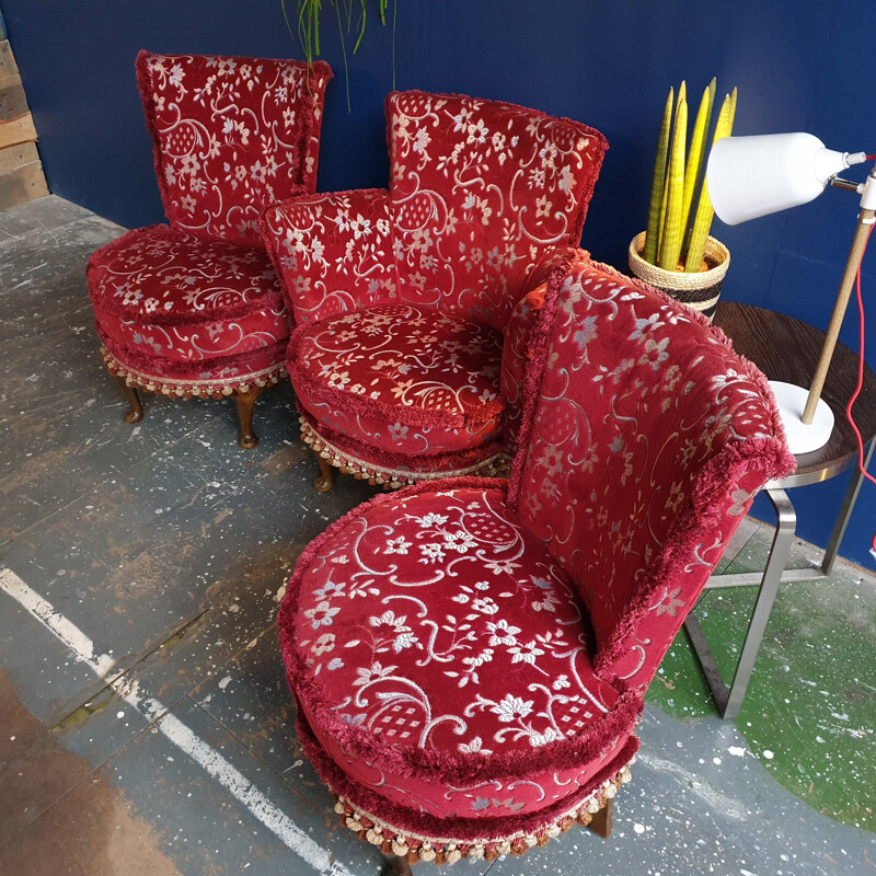 Set of 3 vintage cocktail chairs, United Kingdom, 1950-60s