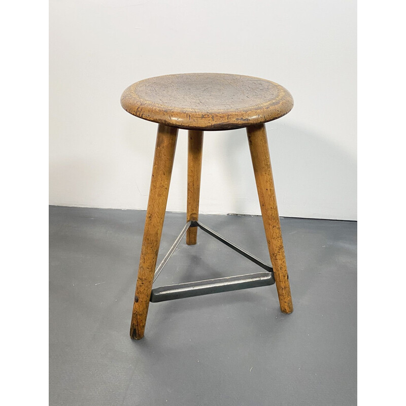 Vintage tripod Workshop Stool by AMA, 1930s