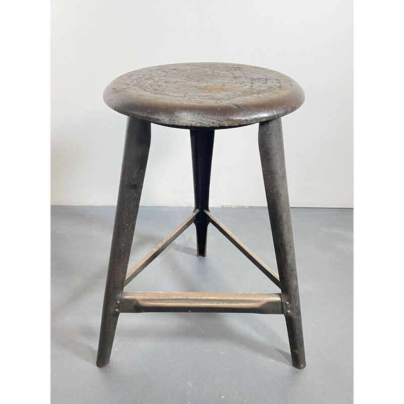 Tabouret d'atelier vintage tripode, Allemagne, 1930