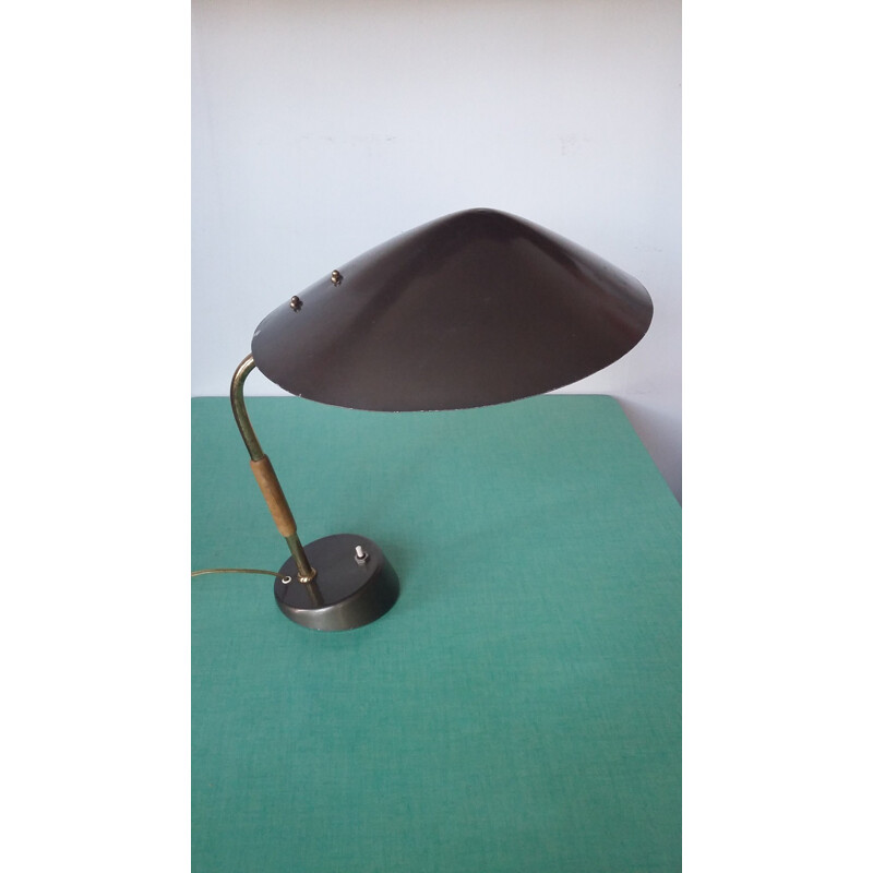 German desk lamp in brass with a detail in teak - 1950s