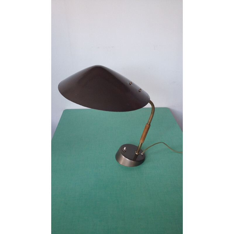German desk lamp in brass with a detail in teak - 1950s