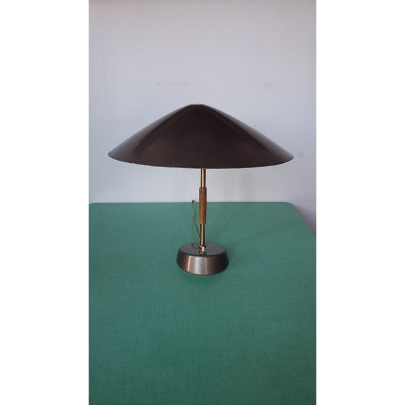 German desk lamp in brass with a detail in teak - 1950s