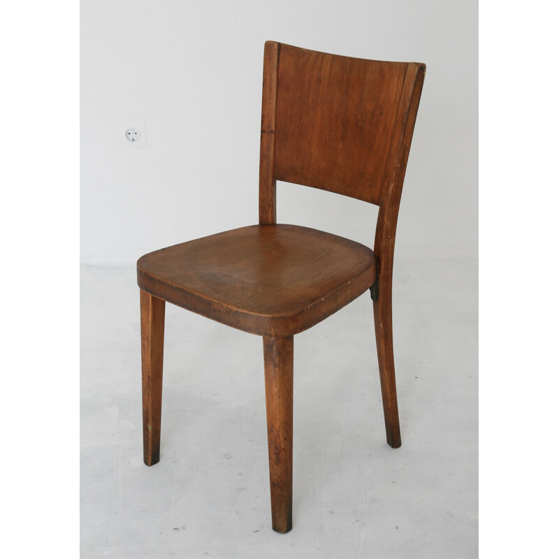 Paar vintage gebogen houten eetkamerstoelen van Thonet