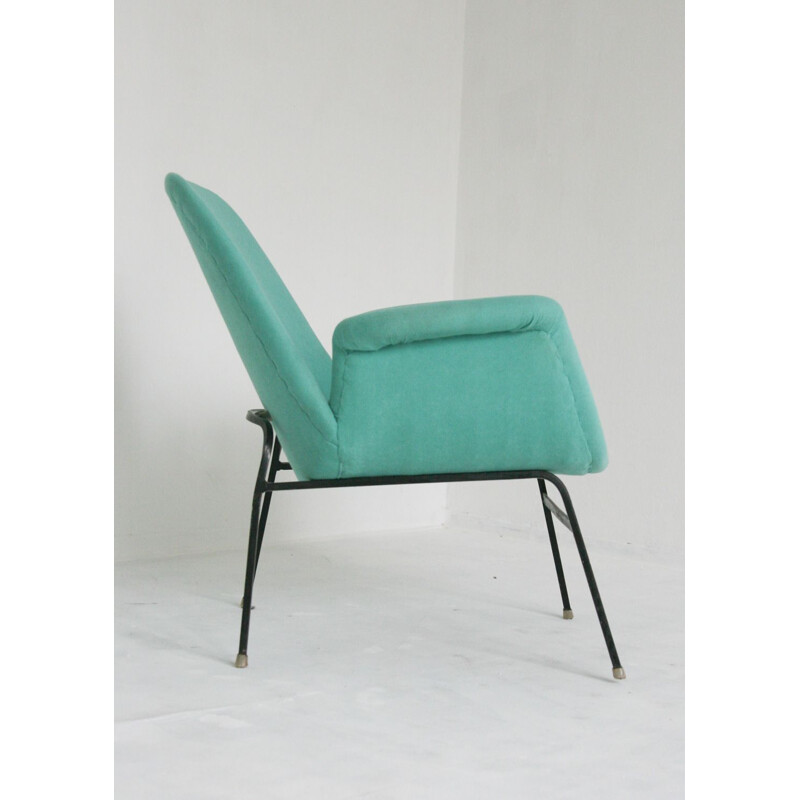 Cadeira de braços turquesa vintage, 1950