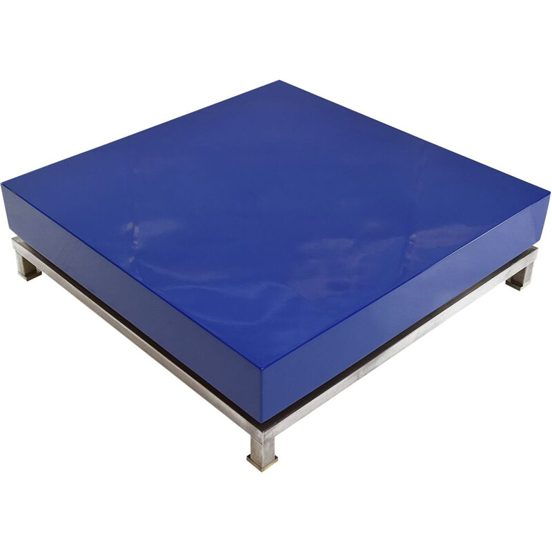 Blue vintage coffee table by Guy Lefevre for Maison Jansen, 1970s