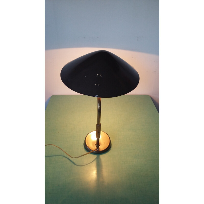 German desk lamp in brass with a detail in teak - 1950s