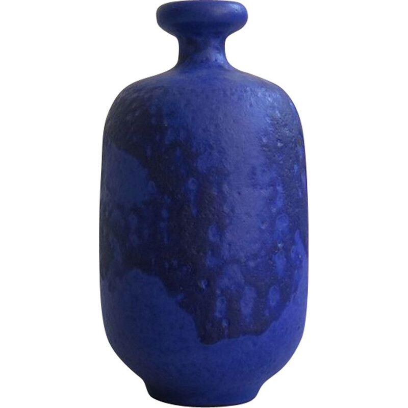 Vase vintage en céramique indigo, 1950