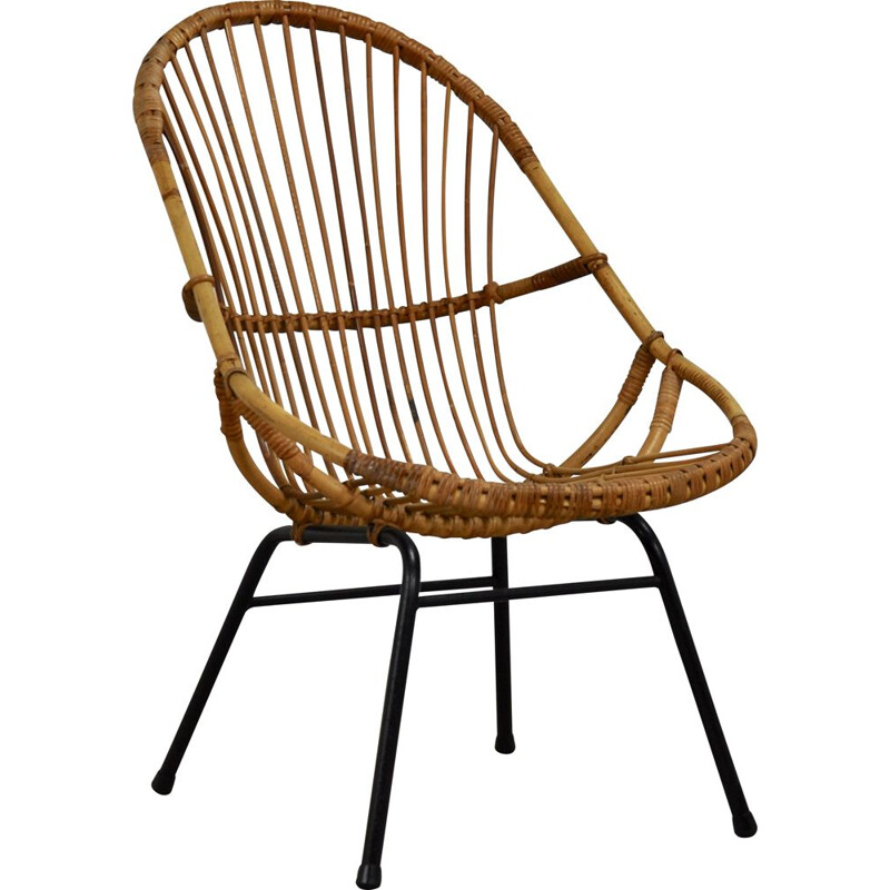 Vintage rattan armchair from Rohe Noordwolde, 1960s