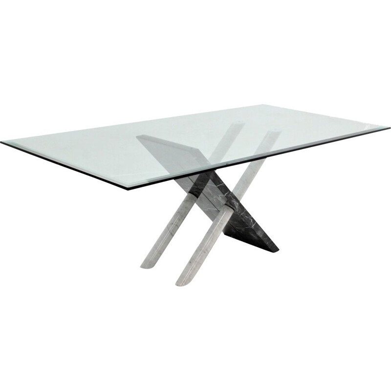 Vintage Carrara marble dining table, Italy, 1970s