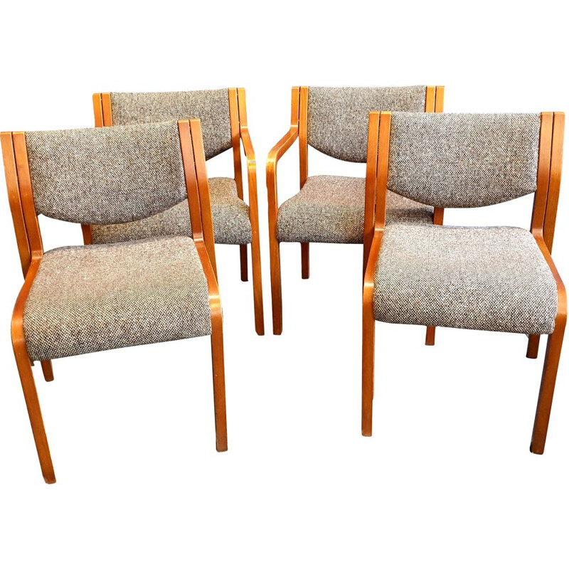 Ensemble de 4 chaises à repas vintage de Tract, 1970-80