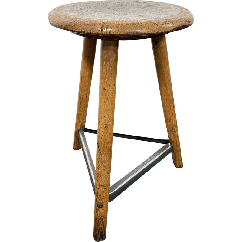 Vintage tripod Workshop Stool by AMA, 1930s