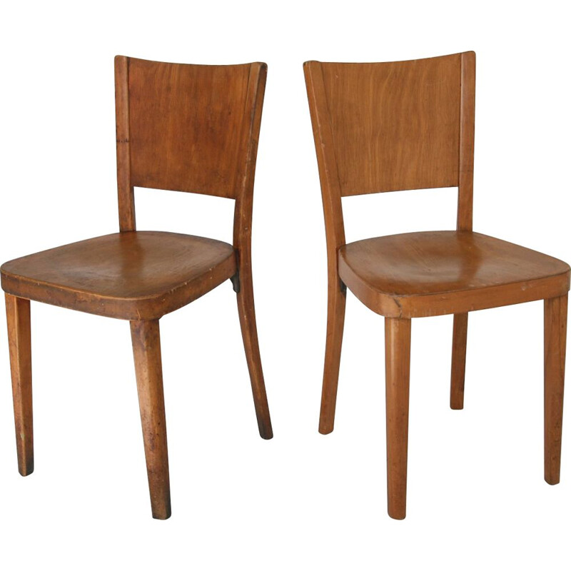Pareja de sillas de comedor vintage de madera curvada de Thonet