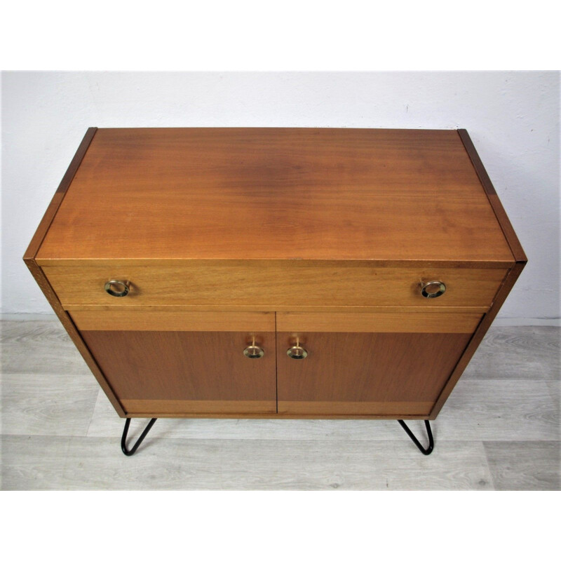 Vintage teak and metal chest of drawers, Sweden, 1970s