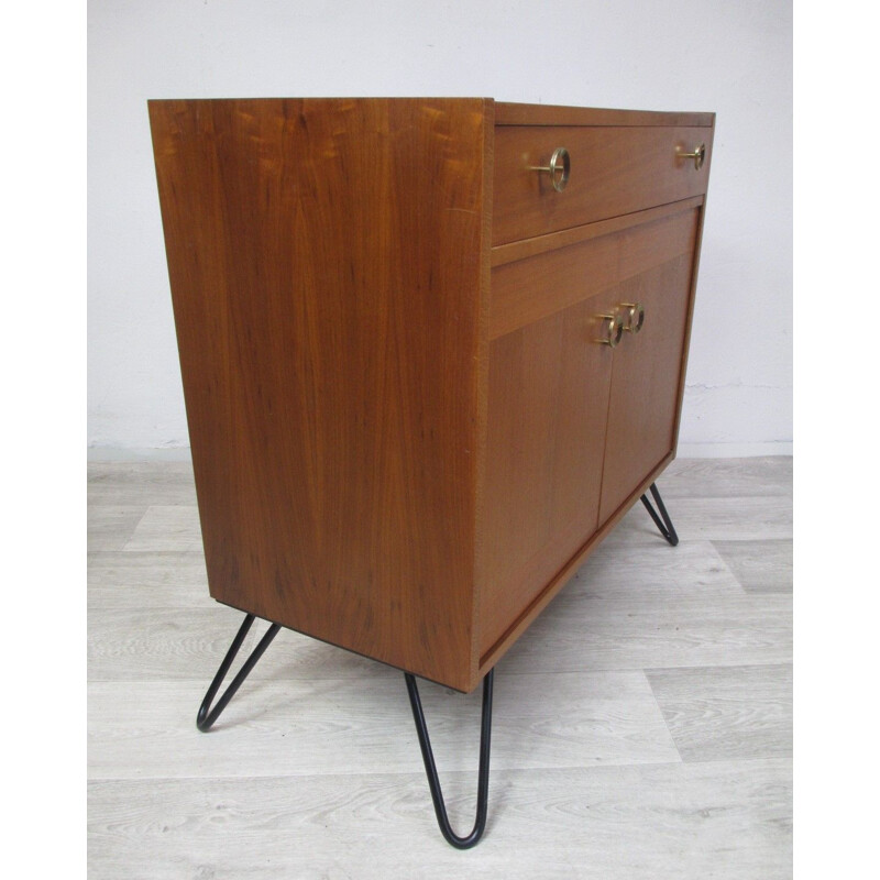 Vintage teak and metal chest of drawers, Sweden, 1970s