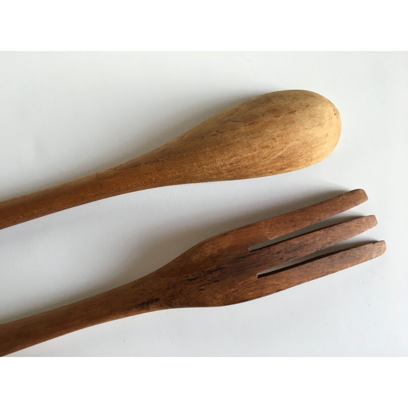 Vintage cutlery in oiled wood