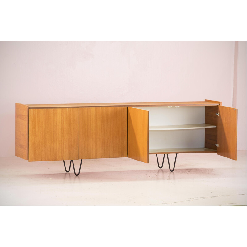 Vintage minimalist sideboard in blond teak, 1960s