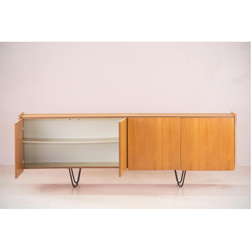 Vintage minimalist sideboard in blond teak, 1960s