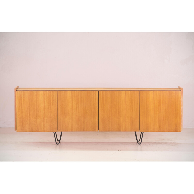 Vintage minimalist sideboard in blond teak, 1960s