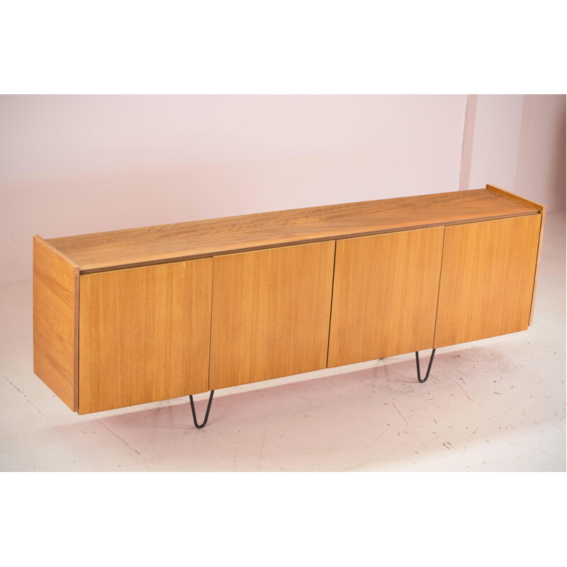 Vintage minimalist sideboard in blond teak, 1960s