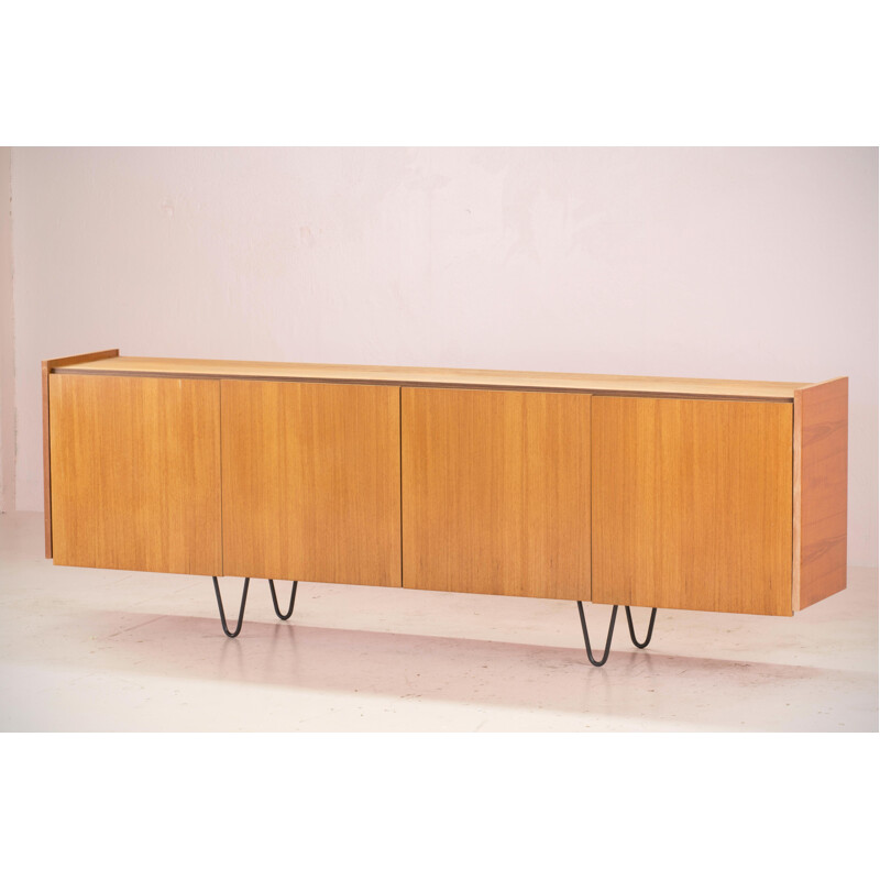 Vintage minimalist sideboard in blond teak, 1960s