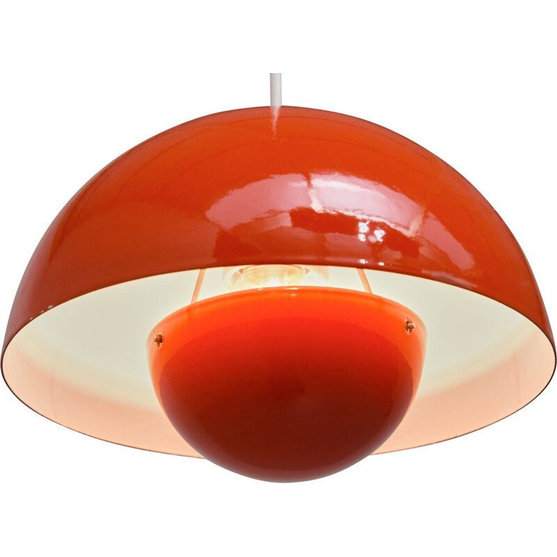 Louis Poulsen Scandinavian "Flowerpot" red hanging lamp, Verner PANTON -1969