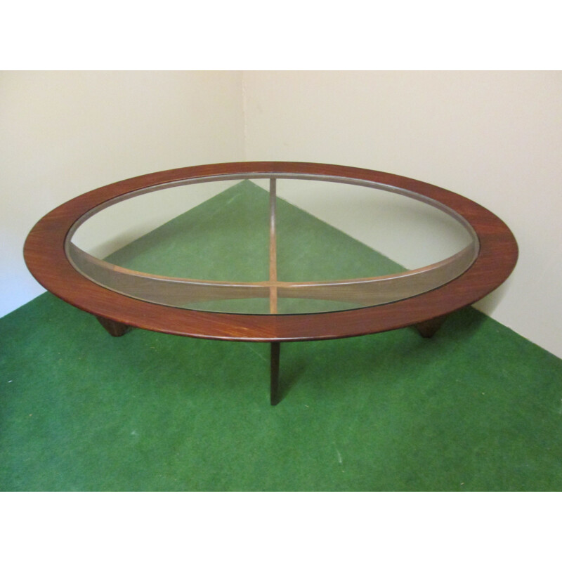 Vintage oval coffee table "Astro" by Victor B.Wilkins for G teak top